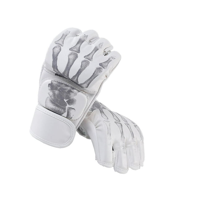 relayinert Gants de Boxe Respirants Équipement de Protection pour Hommes Femmes Sac de Frappe Sparring Demon Hand Blanc