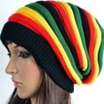 thumbnail image 4 of Jiibva Fashion Rasta Beanie Hat Winter Hats Ribbed Knitted Hat Peaked Cap Colorful Ribbed Knit for Woman, 4 of 7