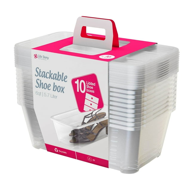 Life Story Boîte de Rangement Empilable pour Chaussures et Placard 6L, (160 Pack)