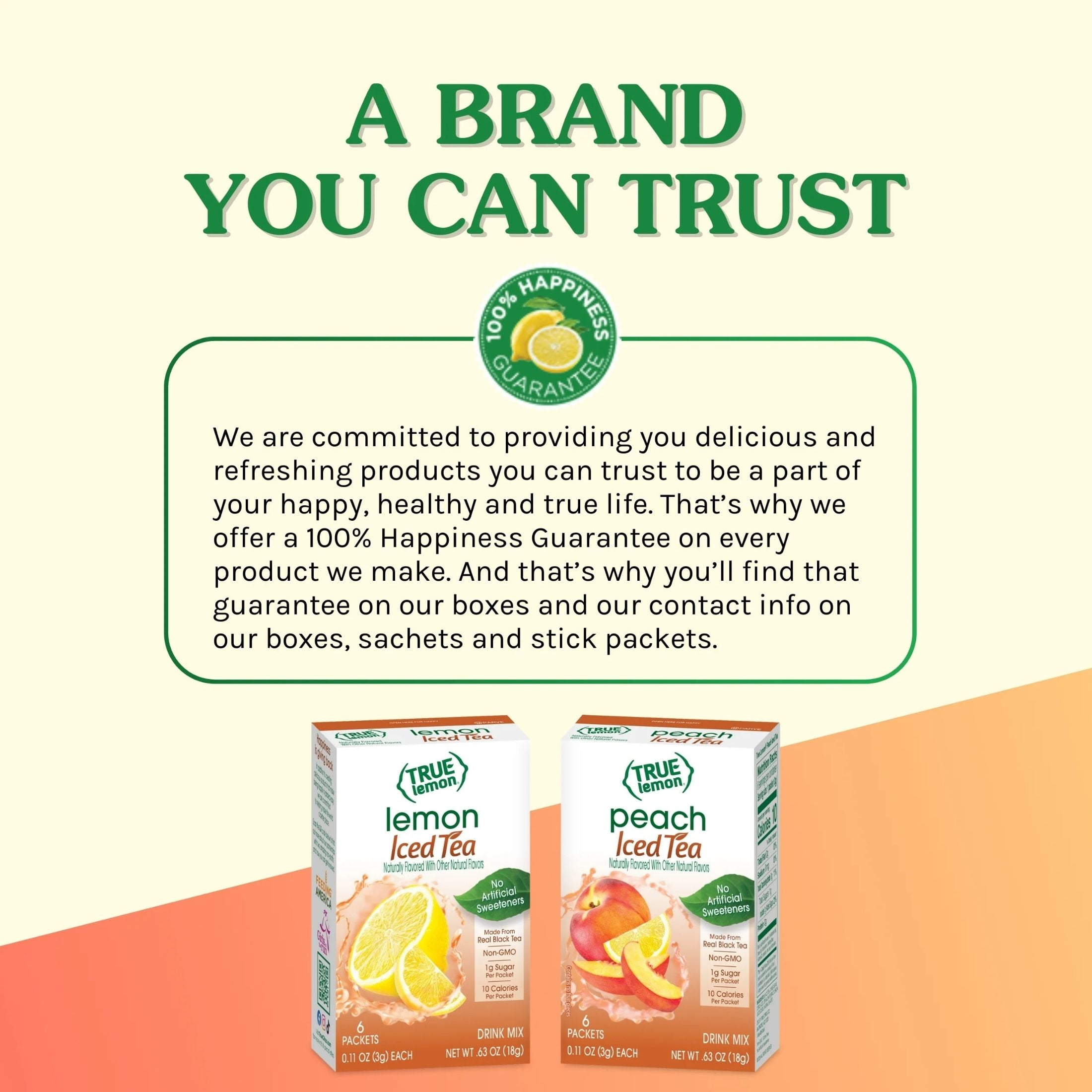(4 pack) (6 Packets) True Lemon Iced Tea Stevia Sweetened, On-The-Go, Caffeinated Powdered Drink Mix