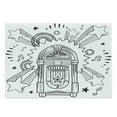 thumbnail image 1 of Jukebox Cutting Board, Retro Vintage Cartoon Sketchy Style Radio Music Notes Box with Stars Image, Decorative Tempered Glass Cutting and Serving Board, Large Size, Black and White, by Ambesonne, 1 of 1