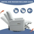 thumbnail image 5 of Trustyue Power Glider Swivel Rocker Recliner , Fabric White-Gray Chair for Living Room with USB and Type-C Ports, 5 of 7