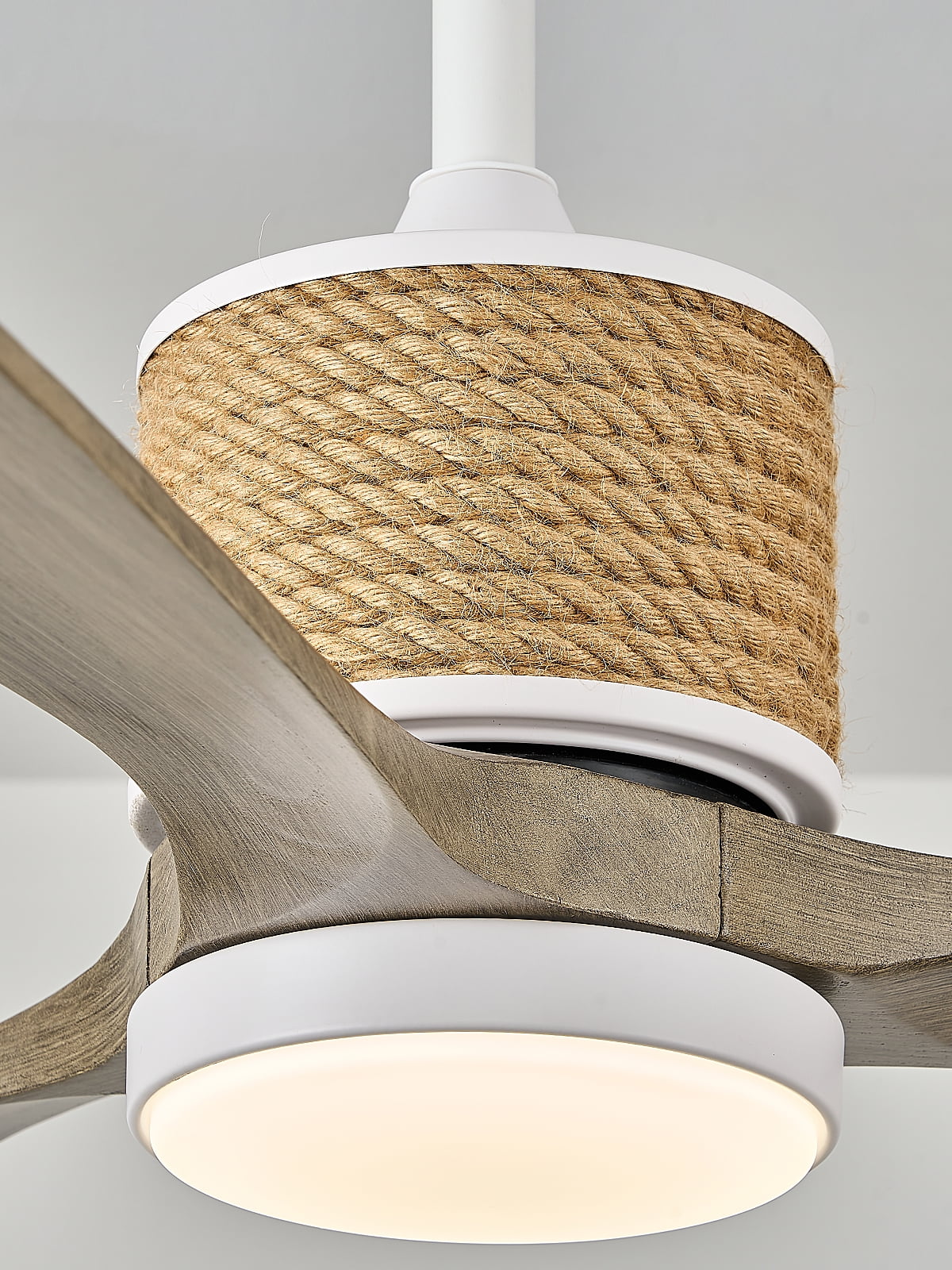 60in Boho White Ceiling Fan Lights with Remote Control 3 Blade Hemp Rope Ceiling Fans with Light Coastal Weathered Wood Ceiling Fan Outdoor Farmhouse Fan Light for Patio Living Room Kitchen