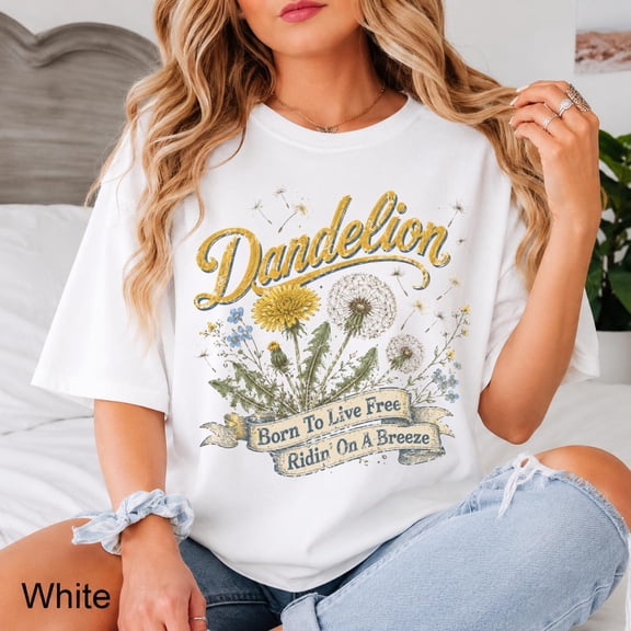 Dandelion Wildflower Country Music Shirt, Born to Live Free Western Graphic Tee, Boho Cowgirl Gift