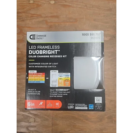 Commercial Electric Trimless Integrated Led 6" Round Canless Recessed Light New