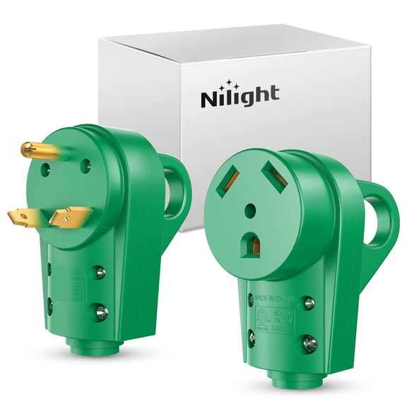 Nilight 30 Amp RV Male and Female Plug Set 125 Volt Heavy Duty TT-30P and TT-30R Receptable ETL Listed for Electrical Camper Caravan Motorhome Van Trailer