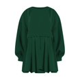 thumbnail image 4 of Womens Oversized Sweatshirt Dress Long Flowy Patchwork Pullover Tops Cute Drop Shoulder Sweatshirts Fall Long Sleeve Mini Dress Teen Girls Crewneck Solid Tunic Pleated Loose Clothing Beig, 4 of 5