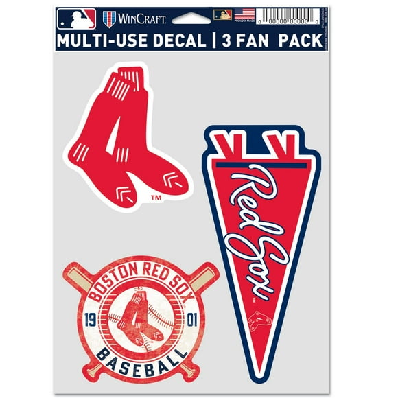 WinCraft MLB Boston Red Sox Heritage 5" x 7.75" Multi Color Vinyl Three Pack Decal