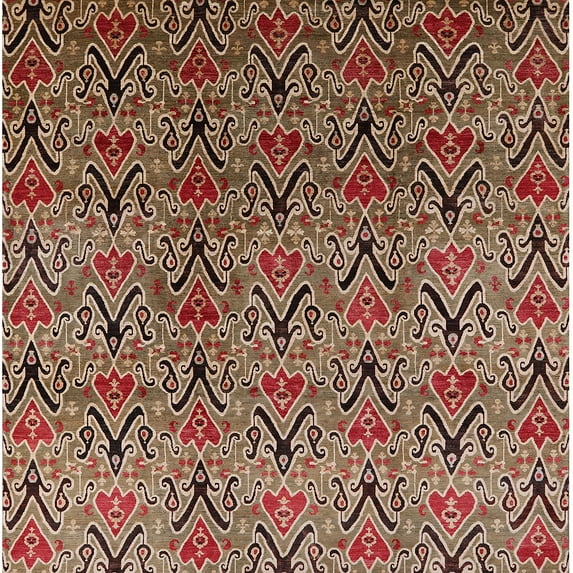 Ahgly Company Indoor Square Mid-Century Modern Light Copper Gold Oriental Area Rugs, 7' Square