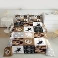 thumbnail image 2 of Manfei Southwestern Cowboy King Size Comforter Sets,Western Country Horse Bedding Comforter Set,Brown Gray White Bedding Set For Boys Children,Ultra Soft Home Decor,3-Piece, 2 of 8