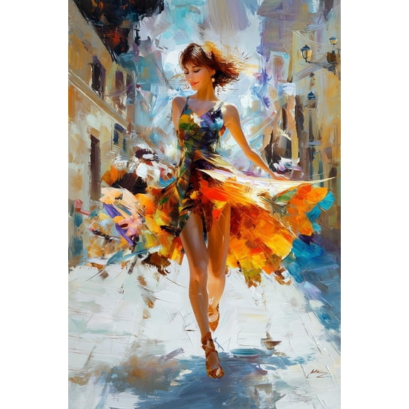 Impressionist Dancing Woman Poster – Colorful Street Art Painting 【Photo Paper】