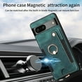 thumbnail image 2 of Wallet Case for Google Pixel 6, 360 Ring Holder Stand with Card Holder Premium Retro Leather Shockproof RFID Blocking Magnetic Clasp Hand Strap for Women Men for Google Pixel 6, Green, 2 of 14