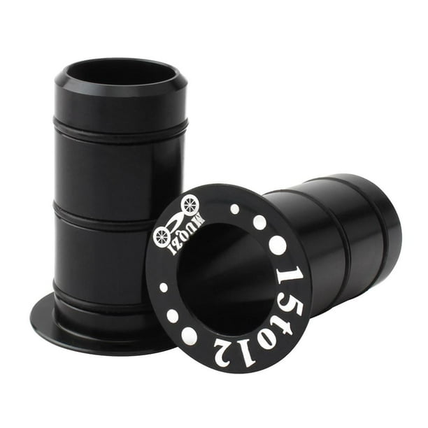 Adaptador de Asiento de Conversión de Eje de Eje de Horquilla Delantera de de Carretera de Montaña MTB de 2 Piezas 15 Mm a 12 Mm, Cubierta L Negro DYNWAVEMX Asiento de conversión del cubo de la bicicleta
