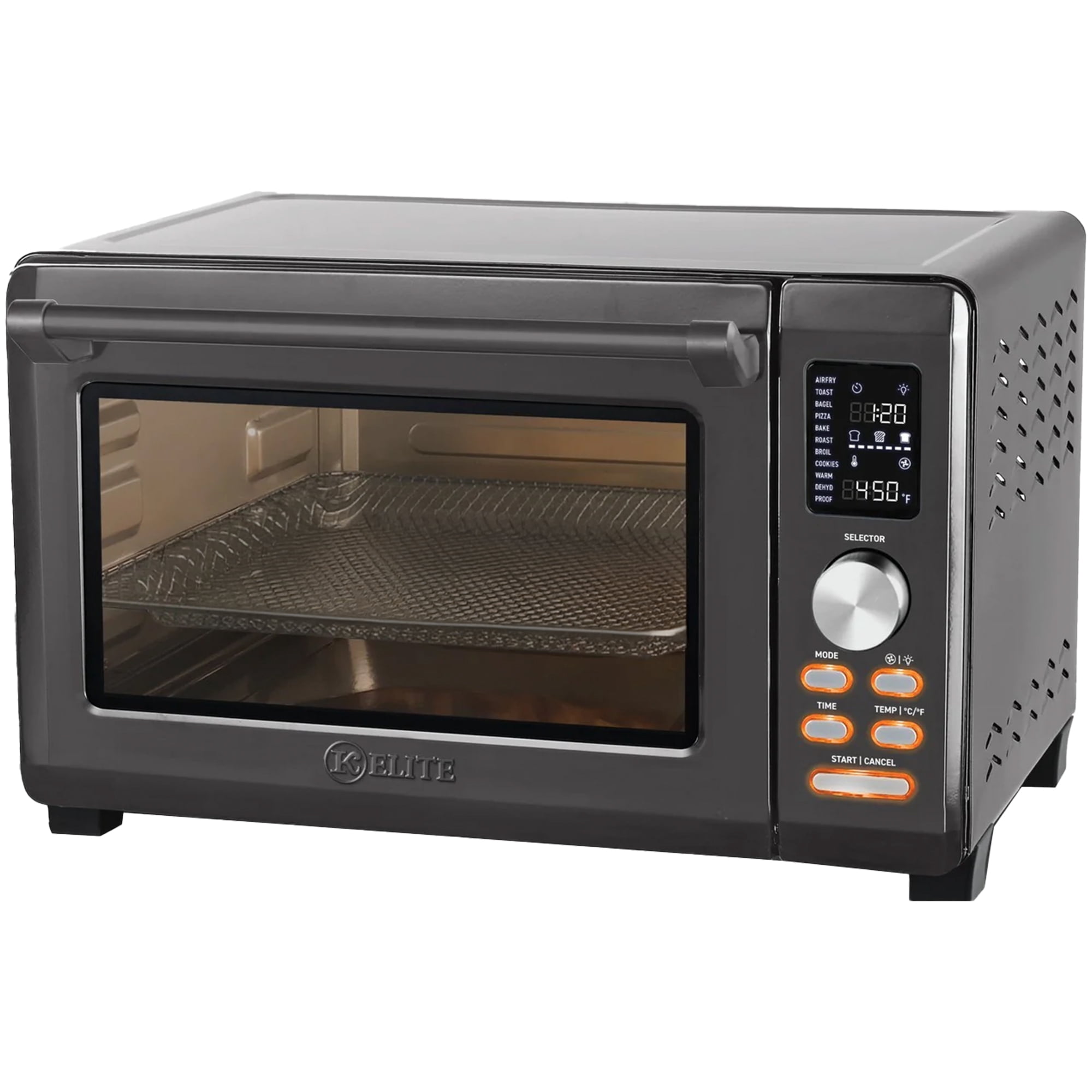 Kitchen Elite 26 Qt Digital Air Fryer Oven, Stainless Steel, 10 Smart Programs, Gray
