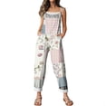 thumbnail image 6 of JULMCOMO Cotton Linen Jumpsuits for Women Floral Print Adjustable Strap Baggy Overalls Sleeveless Vintage Casual Jumpsuits Sky Blue M, 6 of 7