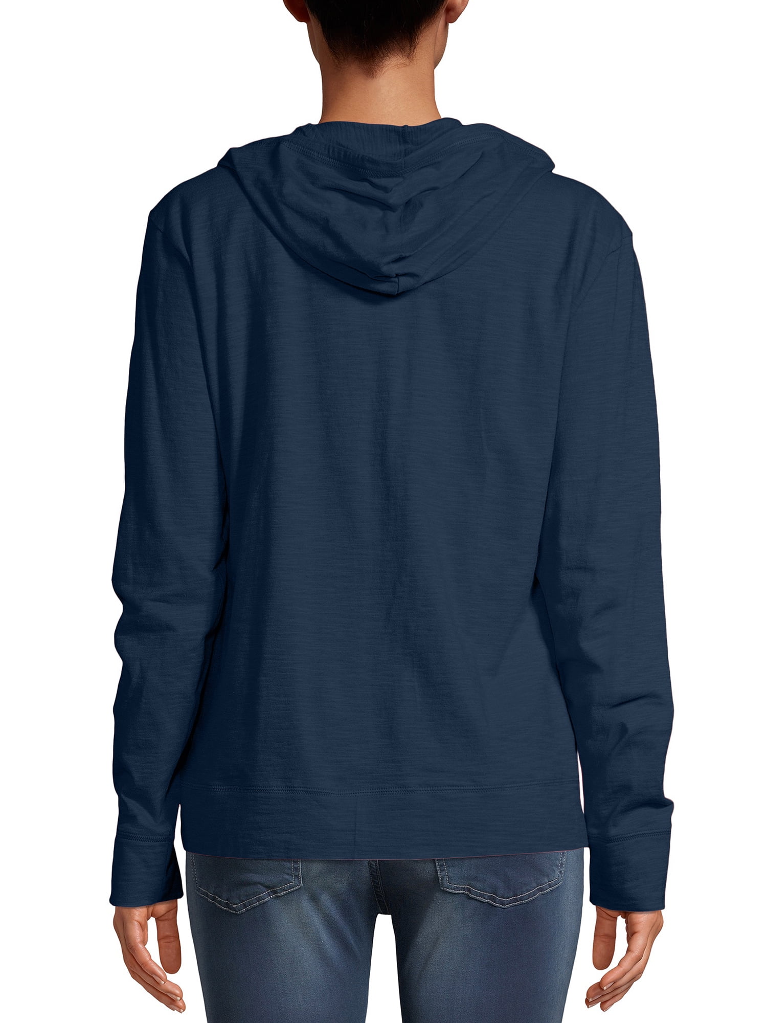 Hanes Women s Athleisure Slub Jersey Full Zip Hoodie Walmart