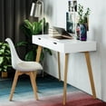 thumbnail image 1 of Homfa White Desk with Drawers, Makeup Table for Girls, Study Work Desk Table for Home Office Writing, 1 of 12