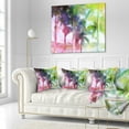 thumbnail image 3 of Designart Green Retro Palm Trees - Landscape Painting Throw Pillow - 16x16, 3 of 5