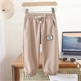 thumbnail image 2 of Gpaecead Toddler Boy Girls Sports Sweatpants Solid Elastic Waist Drawstring Jogger Pants Sweatpants Size (1-13Y) Khaki, 2 of 4