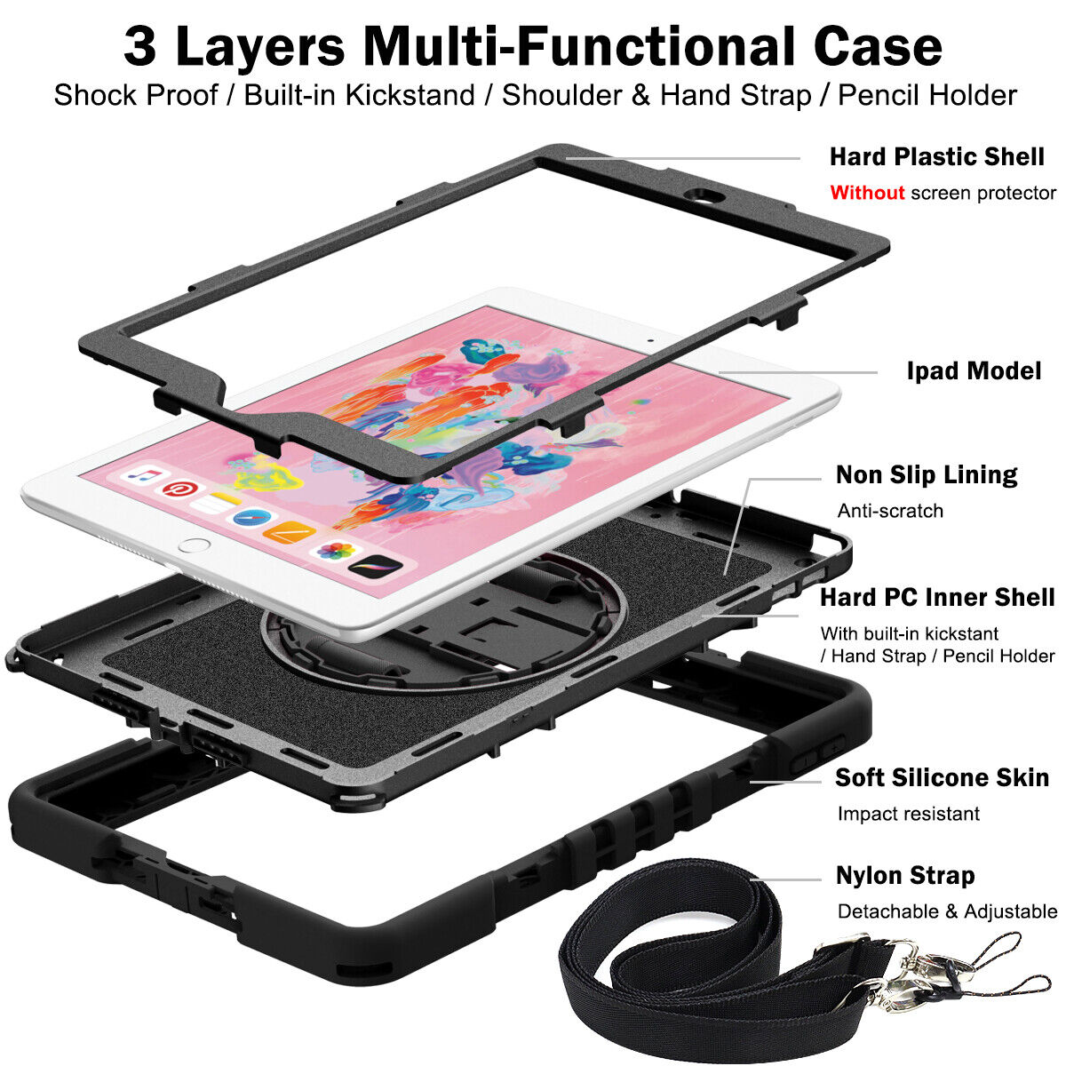 Case for iPad 9th/8th/7th Generation 10.2 inch 2021/2020/2019 with Hand ...