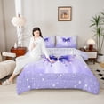 thumbnail image 4 of Castle Fairy Purple Crystal Butterfly 2Pcs Bedding Comforter Set for Girls Boys Teens,Abstract Gradient Twin Comforter Sets,Dreamy Princess Breathable Bedding Set,Microfiber Bedroom Decor, 4 of 8
