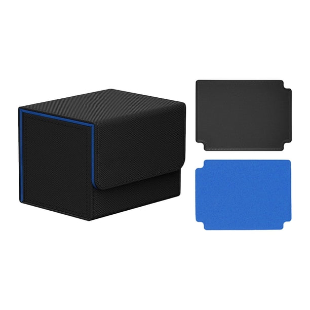 Caja De Baraja De Cartas Coleccionables Premium Con 2 Divisores De Cartas Almacenamiento De Cartas De Juego Negro Azul Azul negro