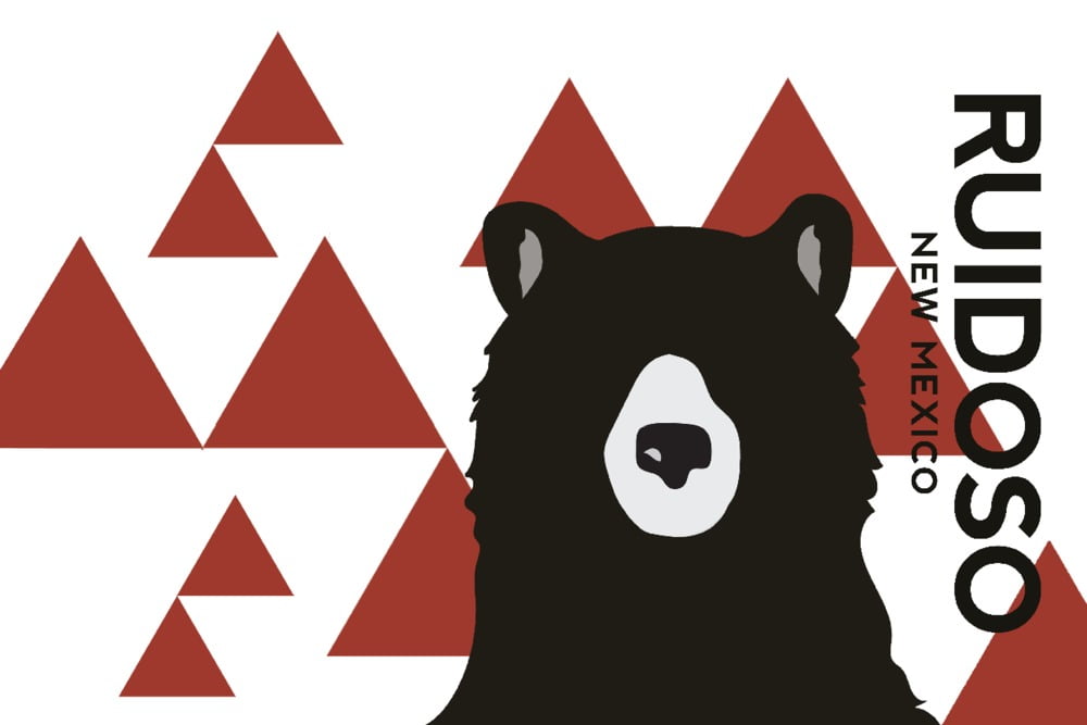 Ruidoso, New Mexico, Bear and Triangles (12x18 Wall Art Poster, Room