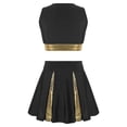 thumbnail image 2 of TiaoBug Kids Girls Cheer Leader Uniform Sleeveless V Neckline Crop Top+Skirt Halloween Outfit Black 12, 2 of 7