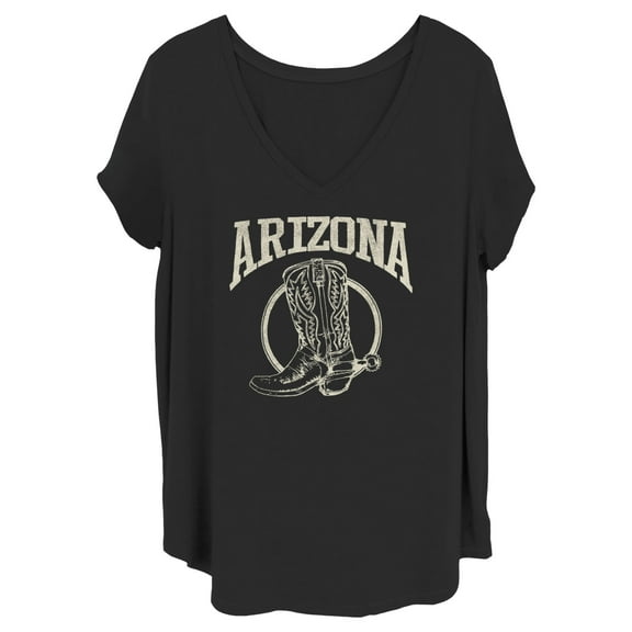 Women's Lost Gods Distressed Arizona Cowboy Boot  Graphic Tee Black 1X