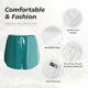 thumbnail image 4 of Balery Teal Color Pantalones cortos deportivos para mujer con forro y dos bolsillos, elásticos, para entrenamiento, gimnasio, yoga-Large, 4 of 7