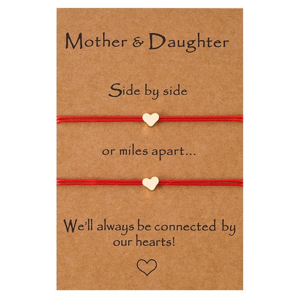Pulsera de amor Pulsera creativa sencilla con forma de corazón ajustable con tarjeta para el Día de la Madre