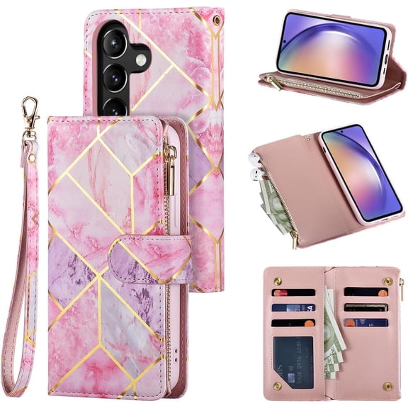 Samsung Galaxy A53 5G Series Premium Vintage Leather Magnetic Closure Zipper Pocket Wallet Case