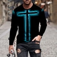 thumbnail image 1 of Blusas y camisas de manga larga con cuello redondo para hombre, blusa informal de manga larga con cuello redondo y estampado de rayas, blusa de poliéster para hombre, 1 of 5