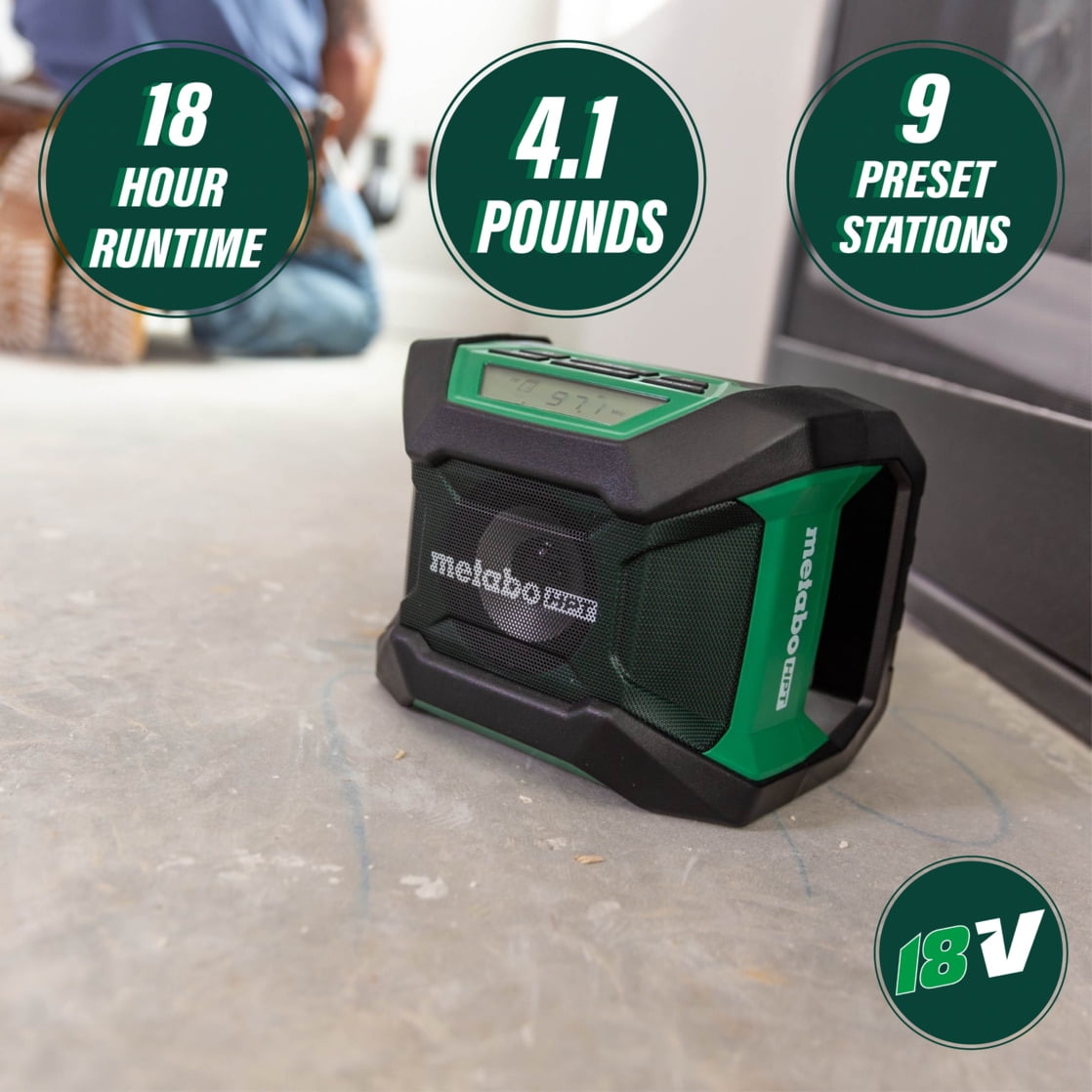 Metabo HPT 18V Cordless Bluetooth Radio Tool Only, UR18DAQ4