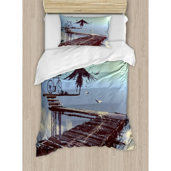 Mundo Juegos de Fundas Nórdicas, Arte Surrealista Imprimir Hombre Pájaro con Alas de Águila Fly Over