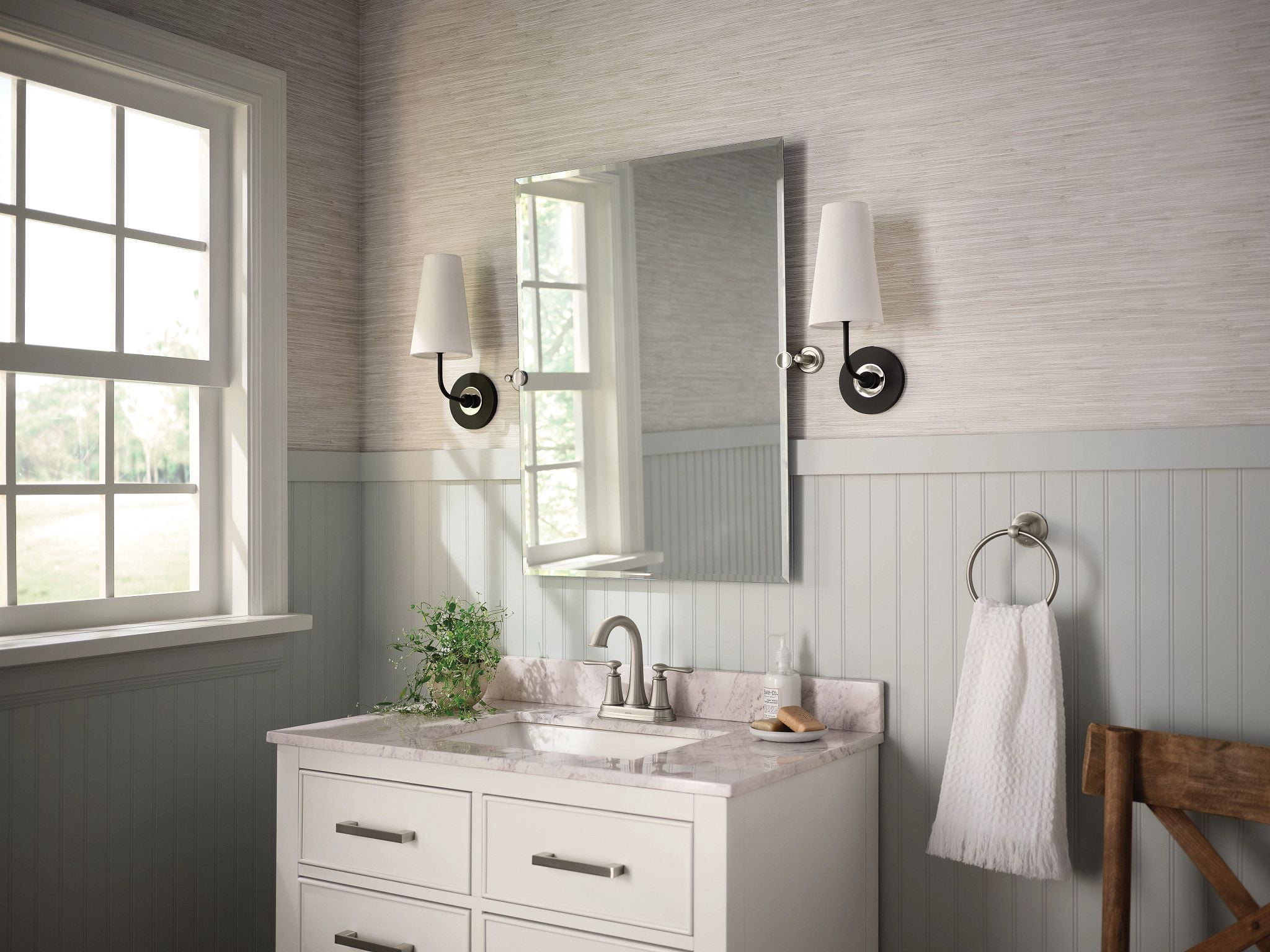 Moen Ellicott Spot Resist Stainless Two-Handle Centerset Bathroom Sink Faucet, 84092SRN