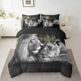 thumbnail image 2 of Safari Lion Full Comforter Set 7-Piece,Golden Crown Bedding Set,King and Queen Bed in a Bag,Jungle Wild Animal Sheet Set with Comforter,Couple Room Decor Valentine's Day,Lightweight, 2 of 4