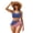 American Flag Star & Stripe Pattern, variant on Women's High Waisted Halter Bikini Set Watercolor Lemon Leaf Print with Drawstring Sides Trendy Summer Beach Swimwear with Removable Pads
