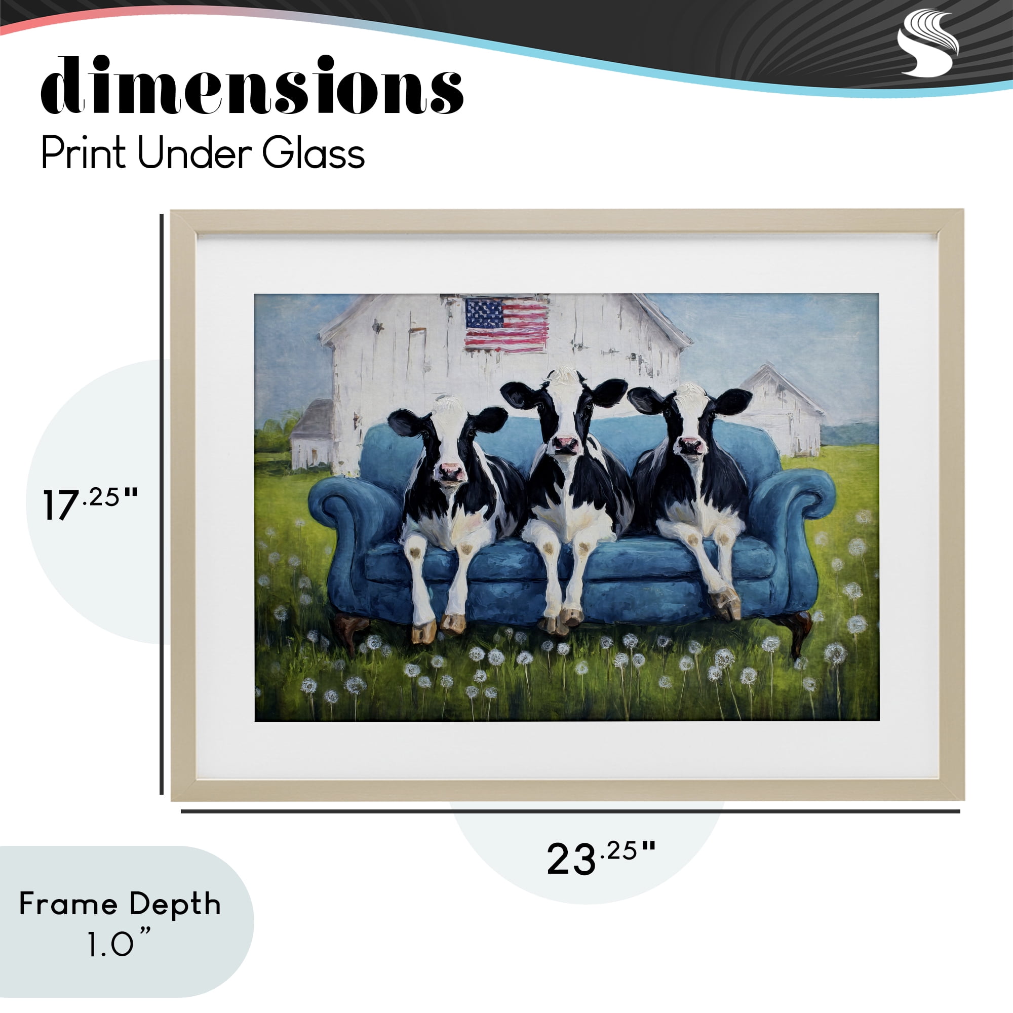 Stupell Industries Barnyard Sofa Sisters Birch Framed Print Under Glass, design by Tina LeCour