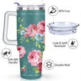 thumbnail image 3 of 40oz Pioneer Colorful Floral Stainless Steel Flip Straw Tumbler with Lid and Straw Spill Proof Travel Cup Double Wall Vacuum Insulated Coffee Mug with Handle White, 3 of 7