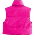 thumbnail image 7 of Women's Winter Cropped Puffer Vest Crop Jackets For Women Full Zip Stand Collar Padded Lightweight Outwear Vest, 7 of 7