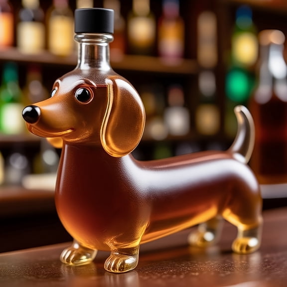 Dachshund Whiskey Decanter Bottle 14oz Handcrafted Look Unique Gift for Whiskey Pet Lovers Home Bar Holiday Parties Decor