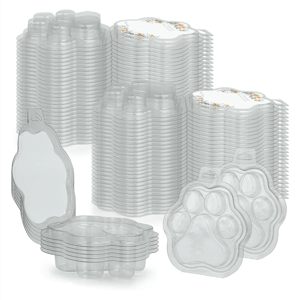 TOP! 100 Pack Wax Melts, Cat'S Transparent Empty Plastic Melt Container for CorelessTart Candles