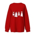 thumbnail image 5 of qelini Crewneck Sweatshirts Women Oversized Graphic Halloween Long Sleeved Sweatshirt No Hood Trendy Novelty Print Spooky Season Halloween Day Event Pullover Fall Winter Loose Tops Red 2XL, 5 of 5
