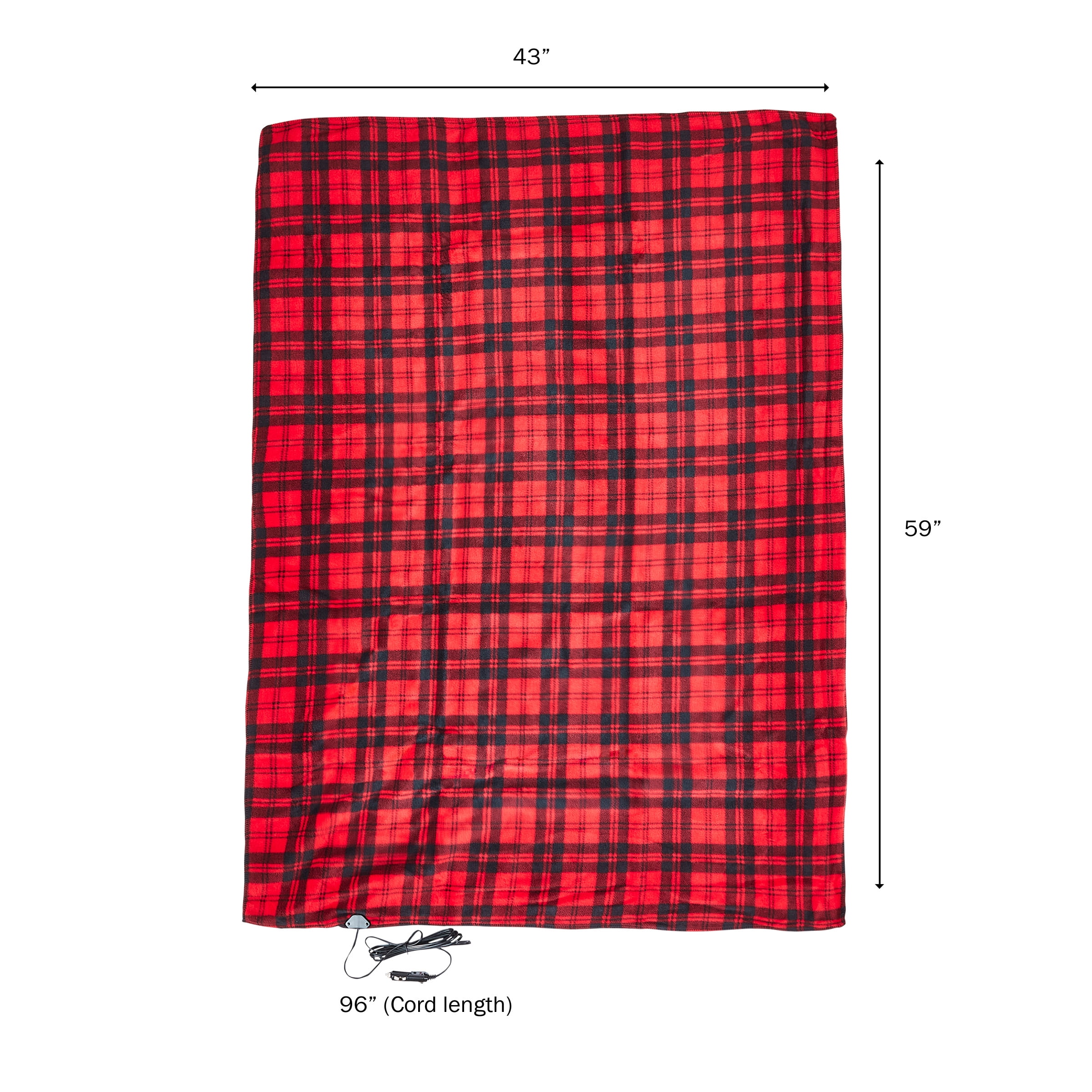 Stalwart 12 Volt Buffalo Check Red and Black Electric Fleece Auto