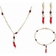 thumbnail image 1 of Black Red Hand Figa Charm Link Chain Necklace Bracelet Earring 18K Gold Plated Good Luck Kabbalah Seed Beaded Anklet Amulet Bracelet for Women Men Gir, 1 of 4