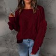 thumbnail image 4 of Herrnalise Women's Knitted Crop Tops Women Casual Solid Long Sleeve Thick Knit Pullover Crewneck Sweater Coat Pullover Jumper Sweaters, 4 of 9