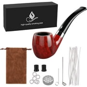 Joyoldelf Tobacco Pipe, Smoking Pipe with Flat Bottom - Pipe Pin & Tamper, Pipe Screen & Pipe Bits, Pipe Cleaners & Rubber Ring, Bonus a Pipe Pouch & Gift Box,Great for Father's Day Gift