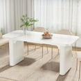thumbnail image 4 of Finmind Farmhouse Dining Table for 4-6, Rectangular Wood Kitchen Table with Double Pedestal, 62-Inch Dinner Table for Dining Room, Living Room (White, Only Table), 4 of 5
