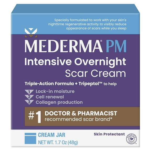 Mederma PM Intensive Overnight Scar Cream, Nighttime Scar Treatment, 1.7 Ounce